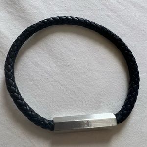 Mens black leather Ferragamo bracelet